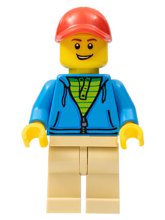 Минифигурка Lego Man, Dark Azure Hoodie with Green Striped Shirt twn380 U